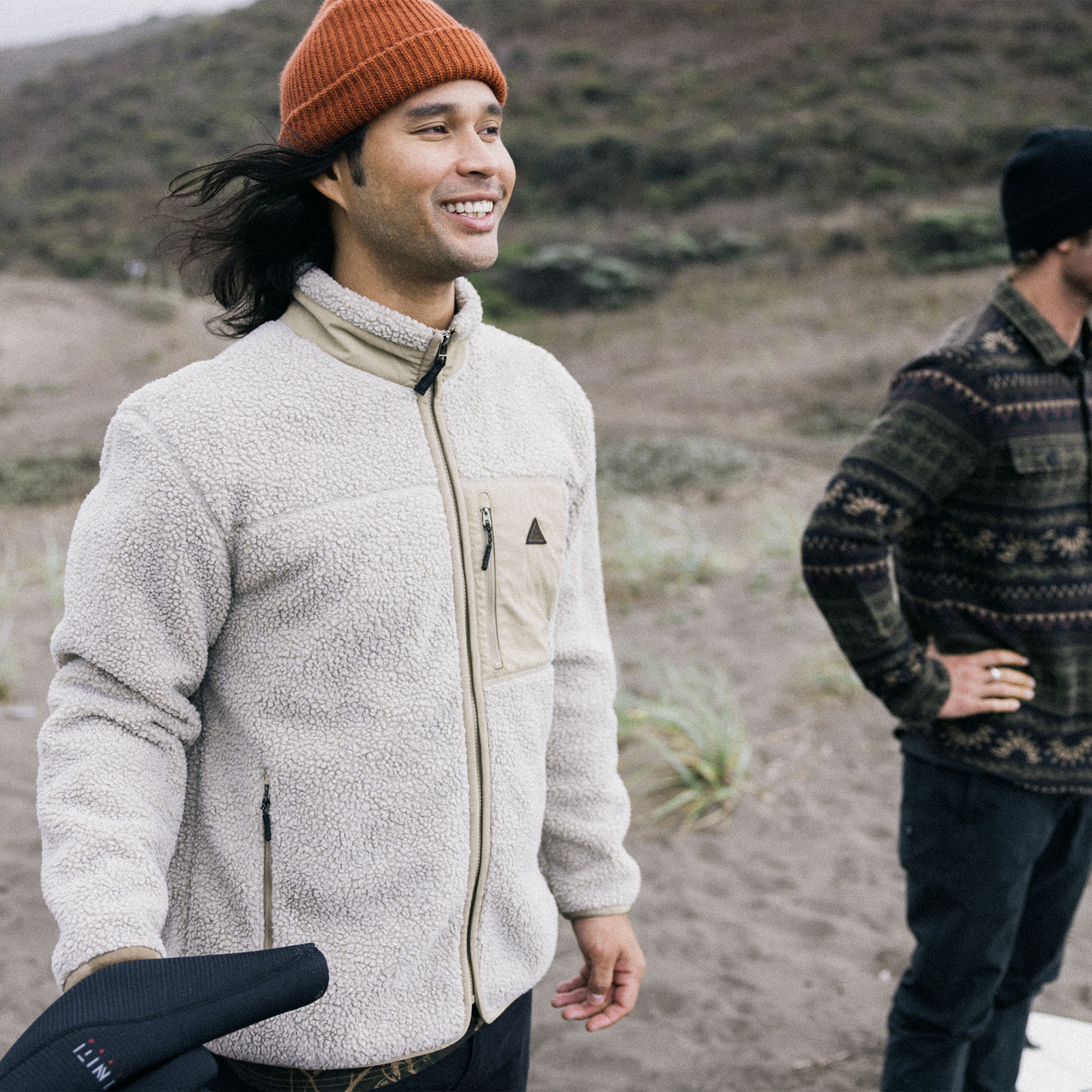 Campover Fleece Zip Jacke — Khaki