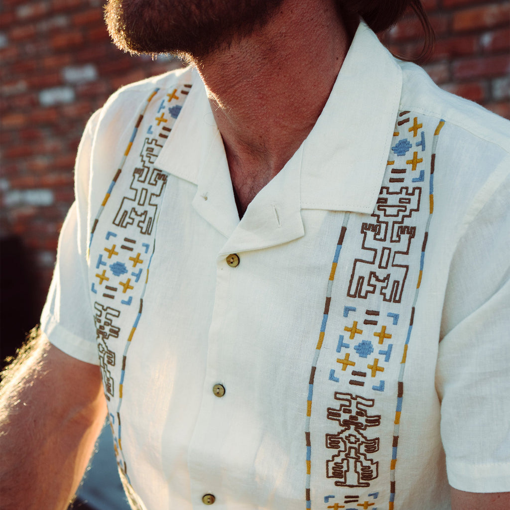 Gonzo Camp Button Up Shirt - Elfenbein