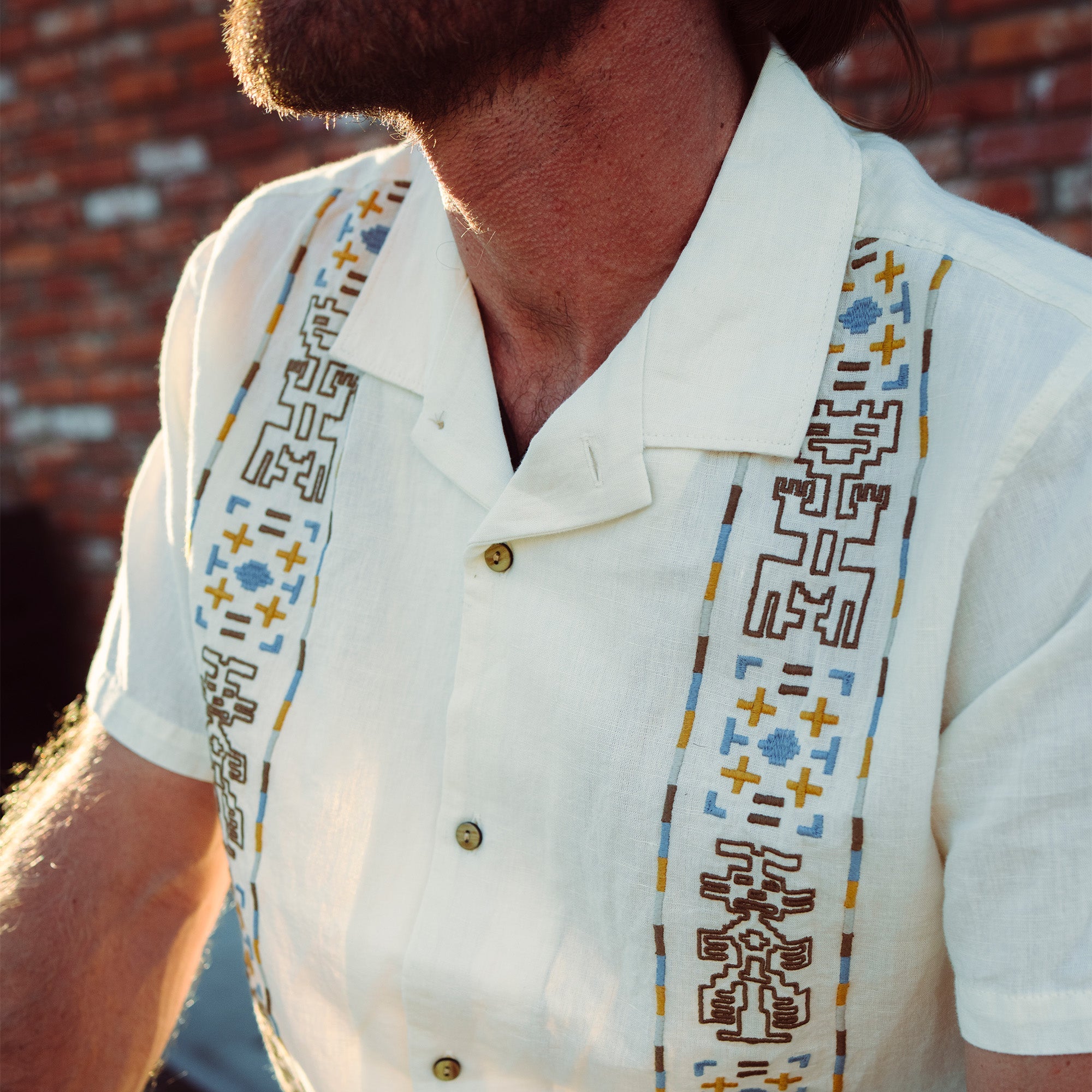 Gonzo Camp Button Up Shirt - Elfenbein