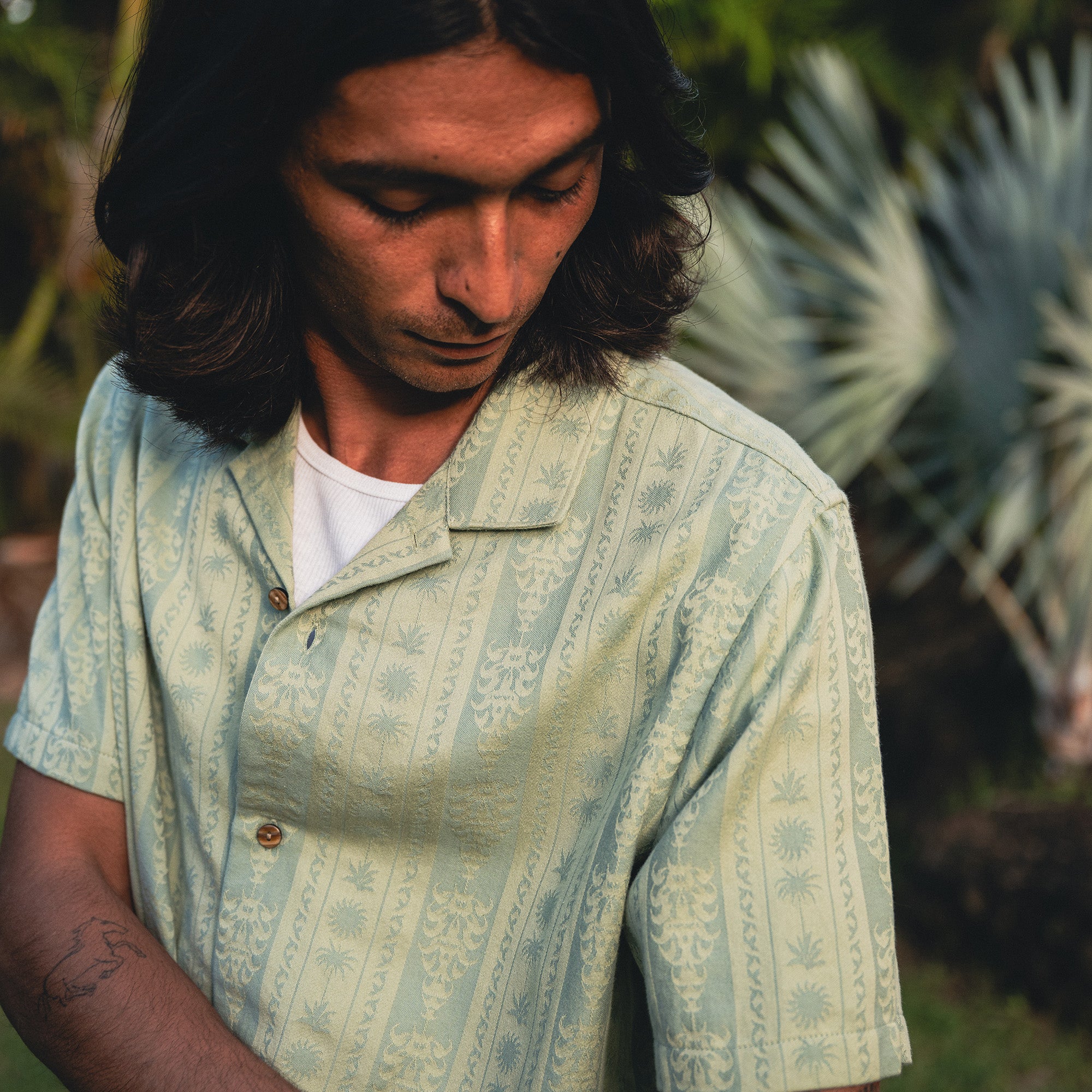 Gonzo Kurzarm Button Up Shirt für Dusty Grün