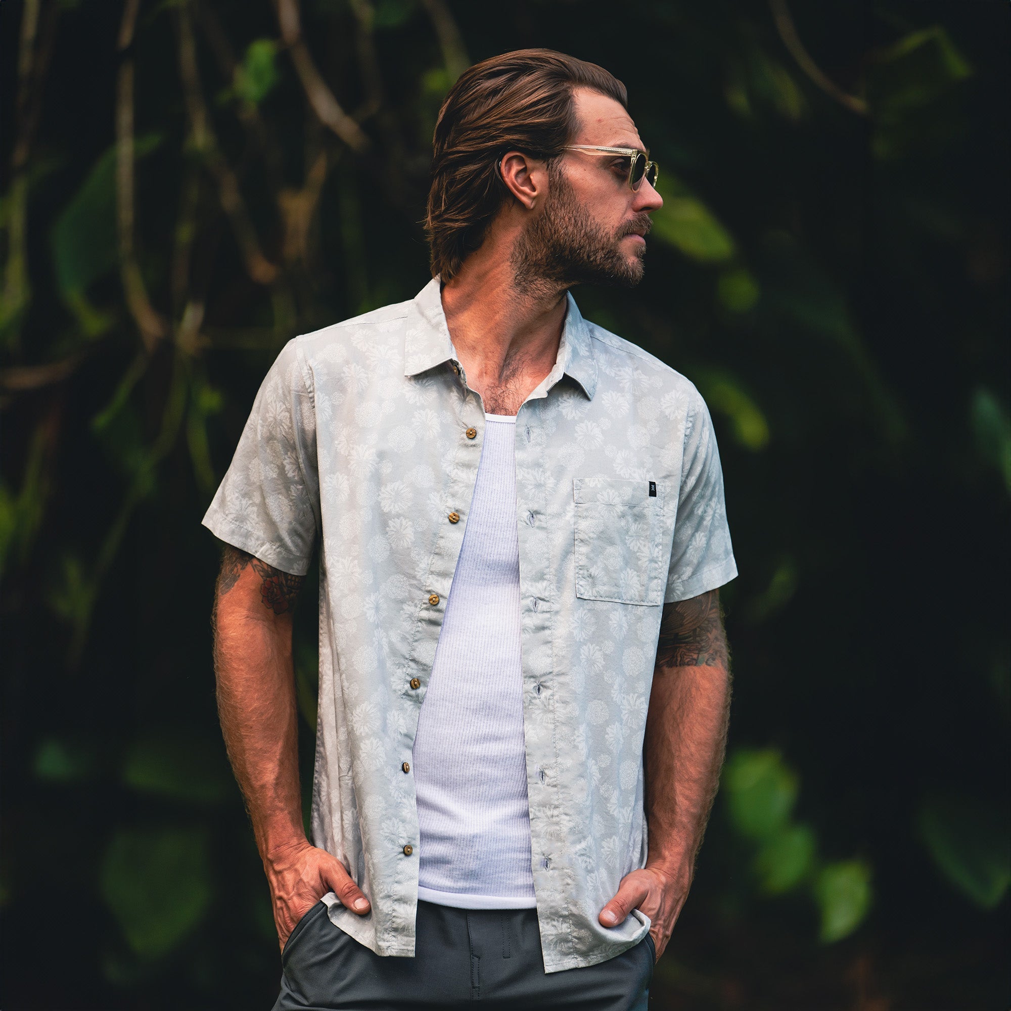 Journey Kurzarm Button Up Shirt - Grau