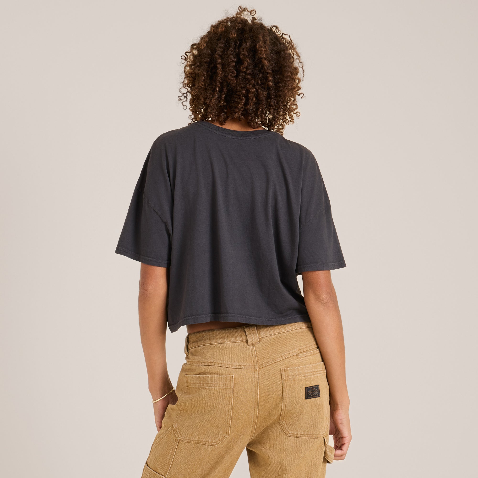 Moto Skele Boxy Crop Premium-T-Shirt - Verblasstes Schwarz