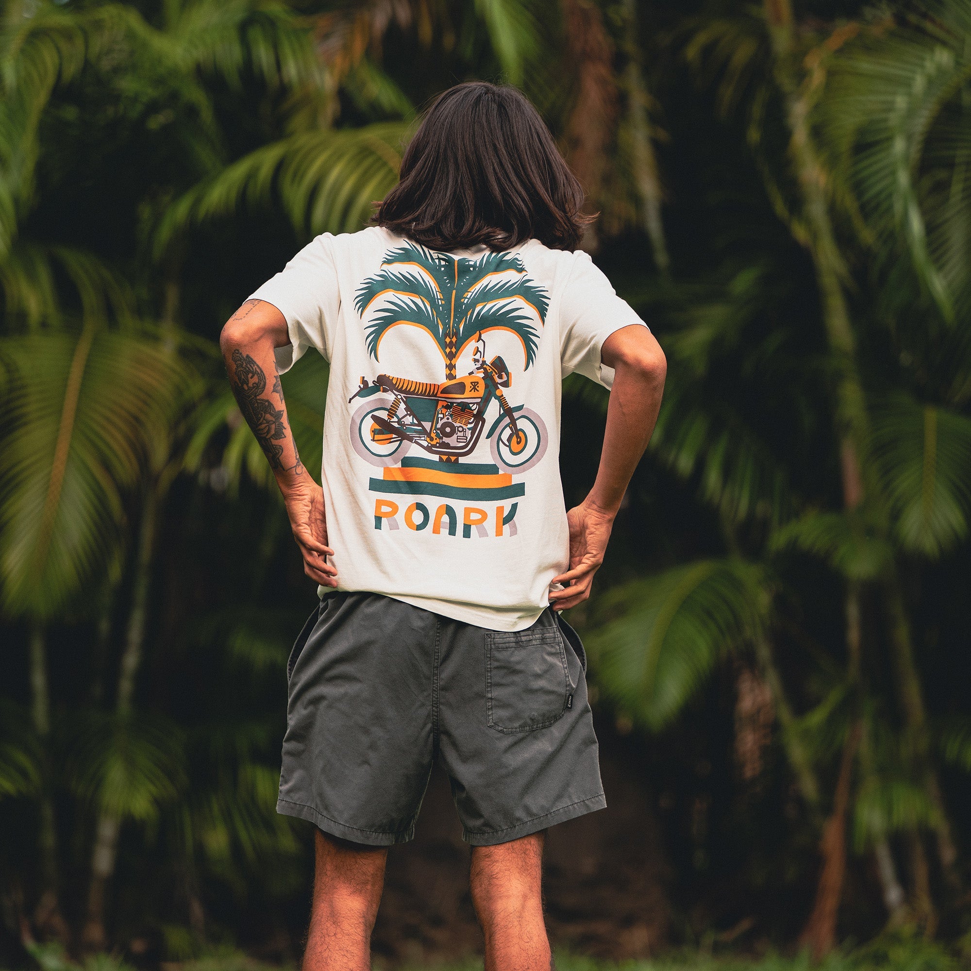 Moto Palm Premium-T-Shirt - Cremeweiß