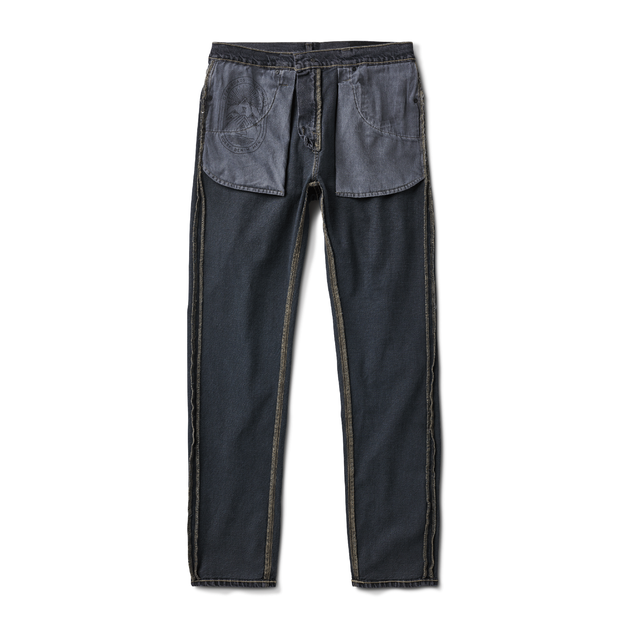 HWY 133 Slim Straight Denim Jeans - Verschlissenes Blaues Schwarz