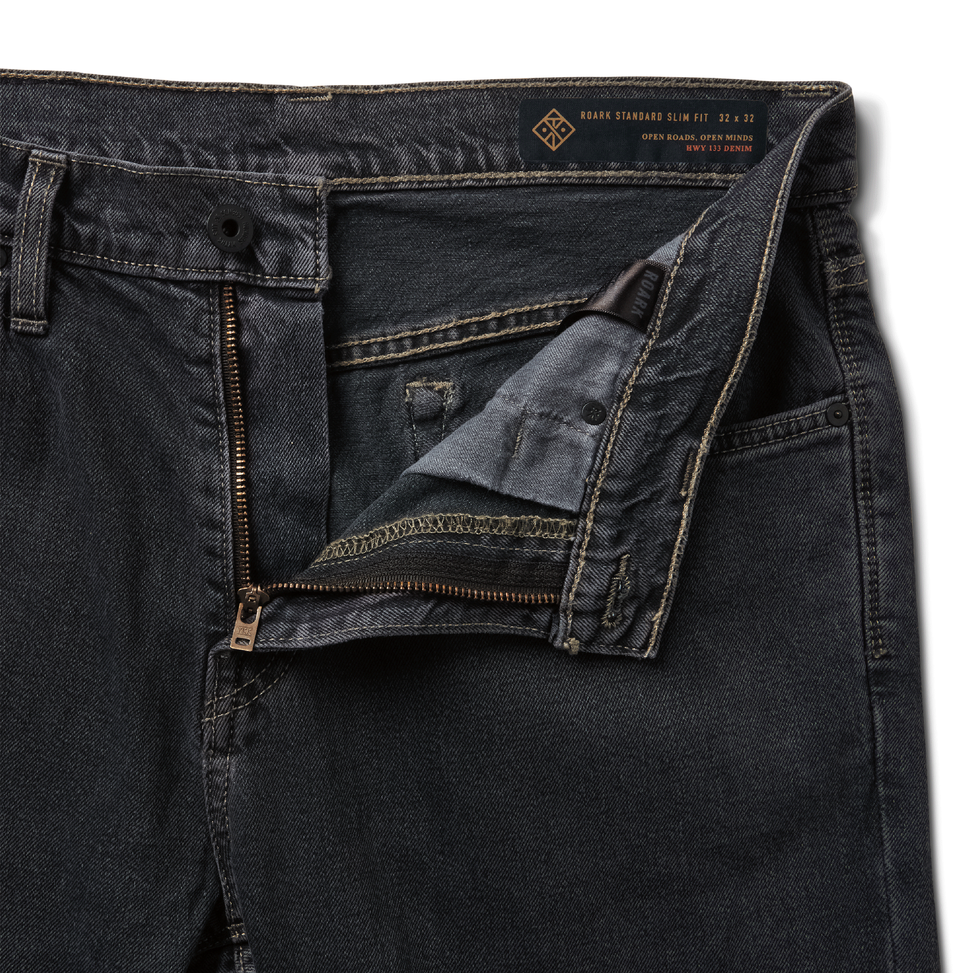 HWY 133 Slim Straight Denim Jeans - Verschlissenes Blaues Schwarz