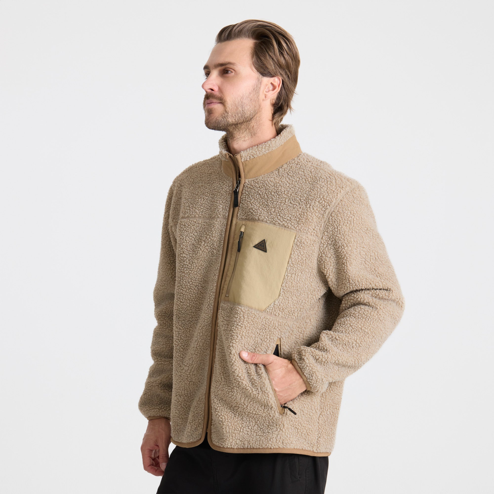 Campover Fleece Zip Jacke — Khaki