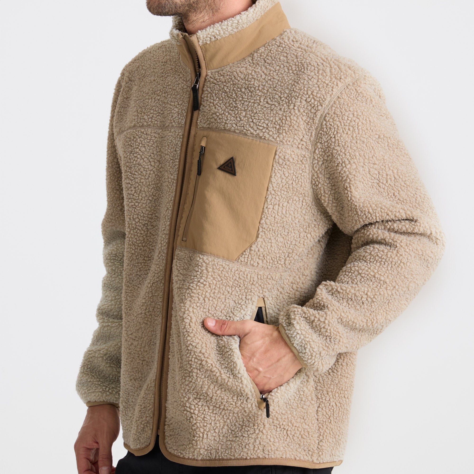 Campover Fleece Zip Jacke — Khaki