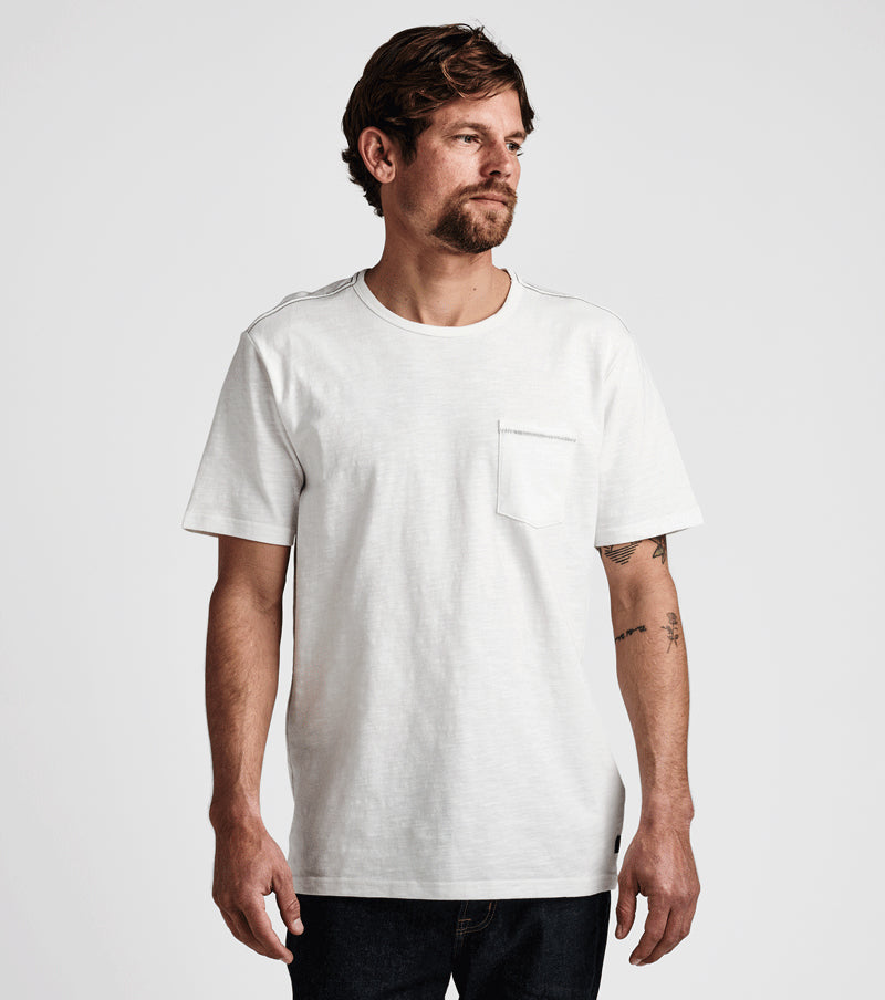 Gut abgenutzte Organic Kurzarm Tee - Cremeweiß