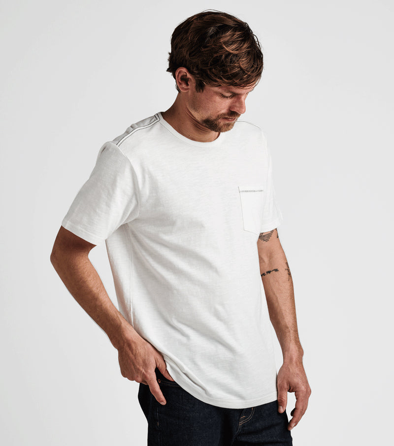 Gut abgenutzte Organic Kurzarm Tee - Cremeweiß