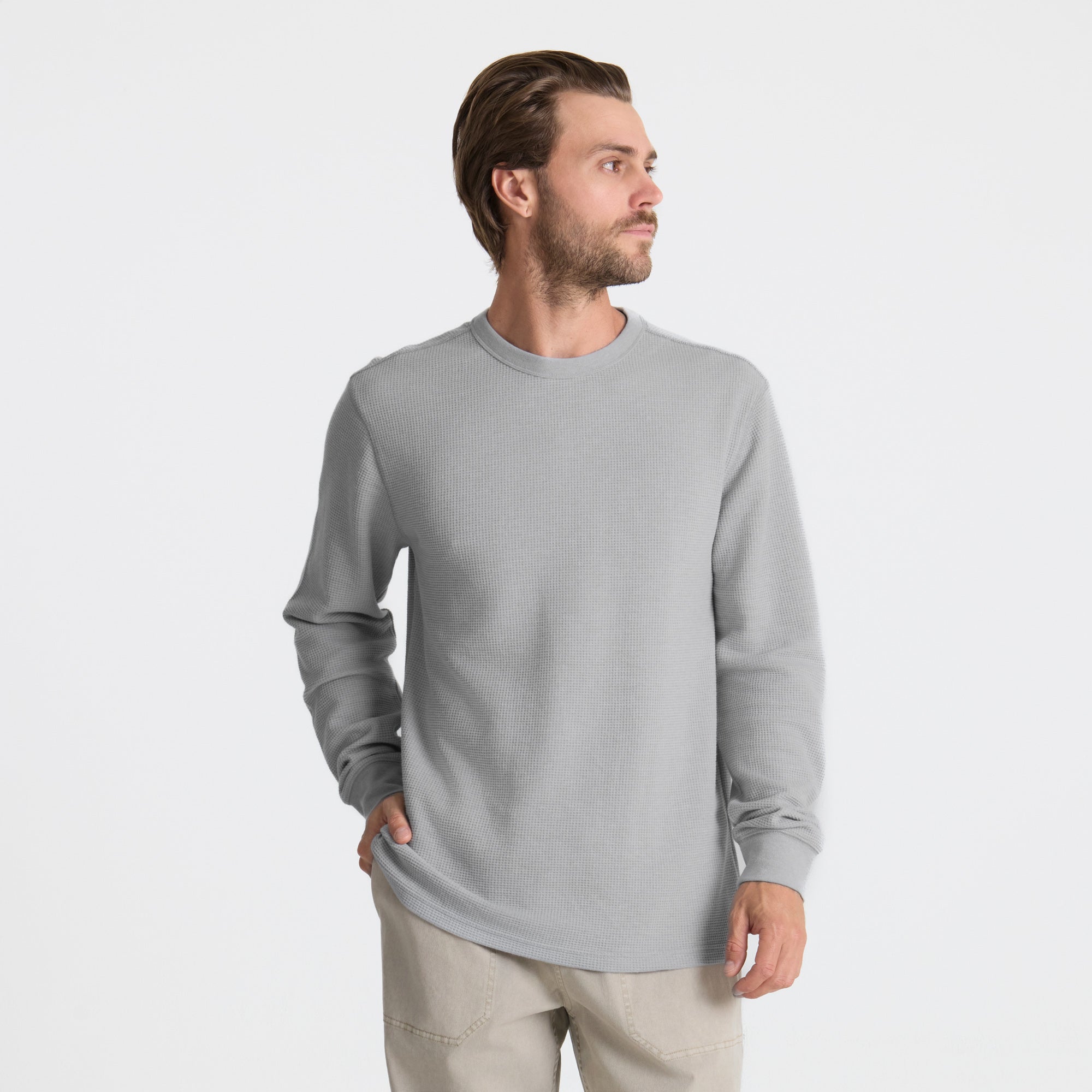 Gut abgenutzte thermische Langarm-Tee - Heather Grau