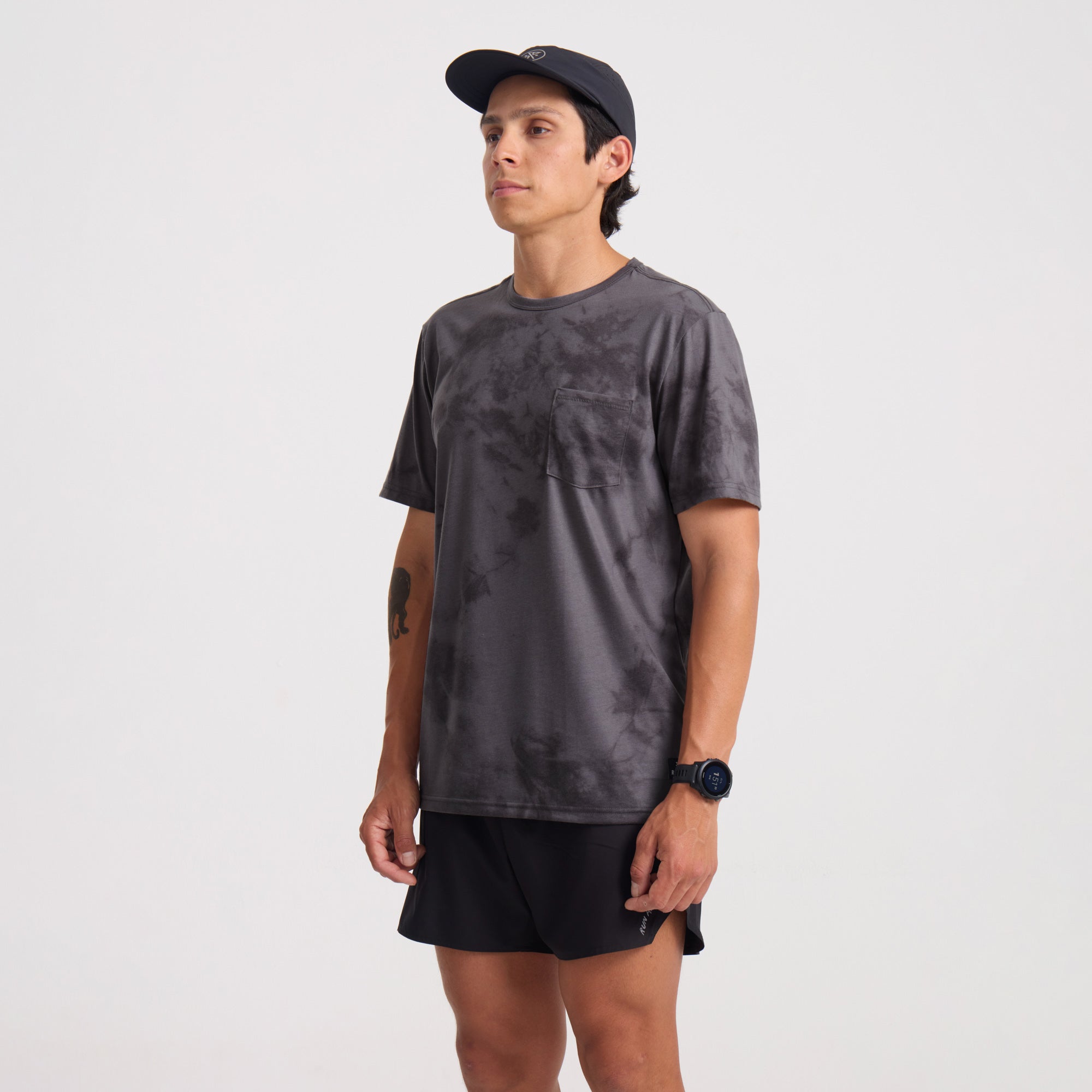 Mathis Active Tie Dye Pocket Kurzarm Tee - Grauer Krawattenfarbstoff
