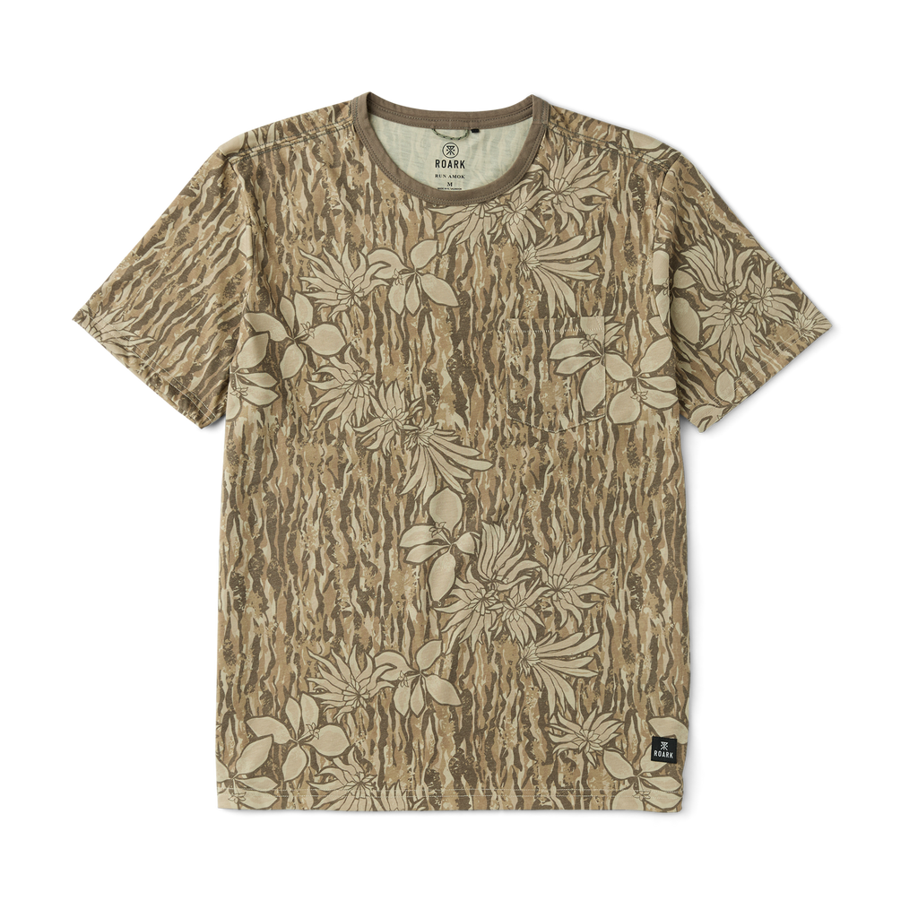 Mathis Active Tie Dye Pocket Kurzarm Tee — Khaki Tie Dye