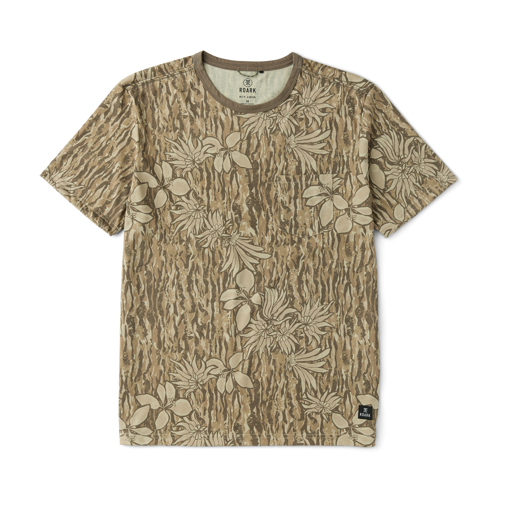 Mathis Active Tie Dye Pocket Kurzarm Tee — Khaki Tie Dye
