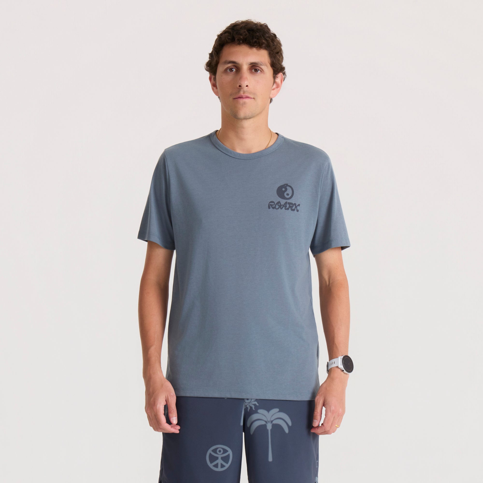 Mathis Active Grafik-Kurzarmshirt Tee - Schiefergrau