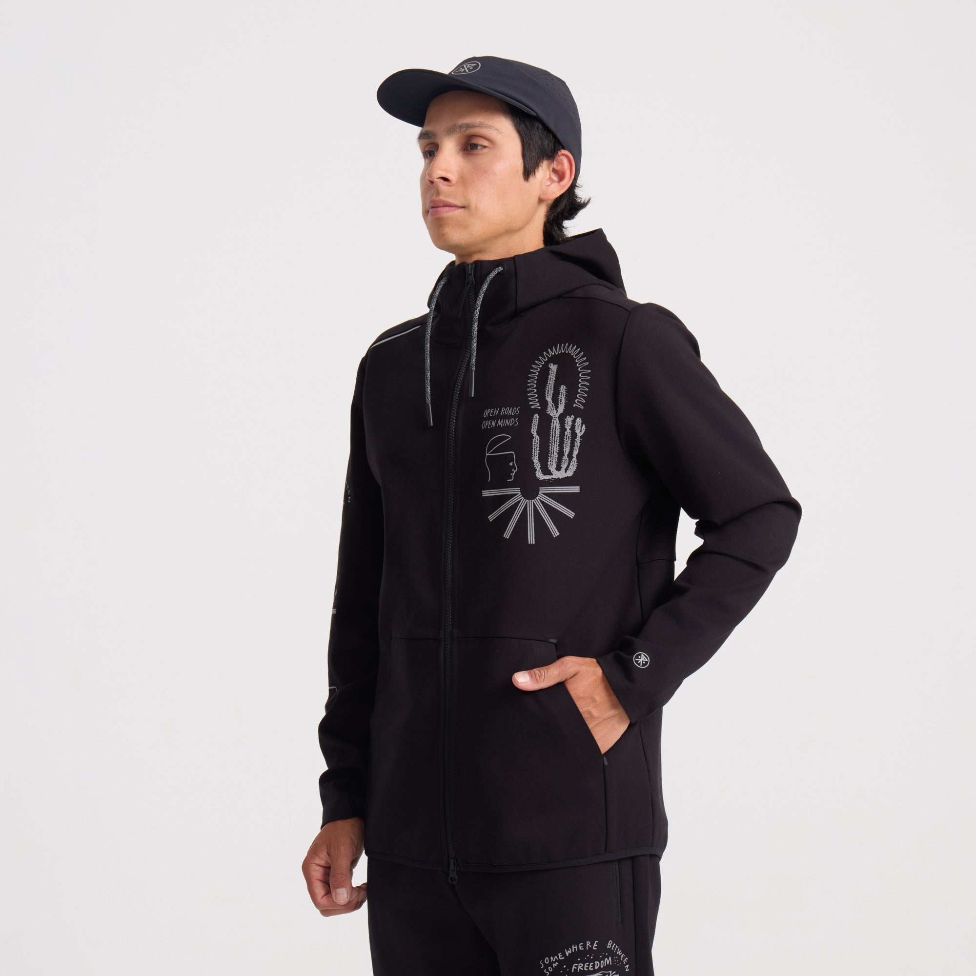 El Morro Zip Fleece 2.0 Kapuzenpullover - Schwarz