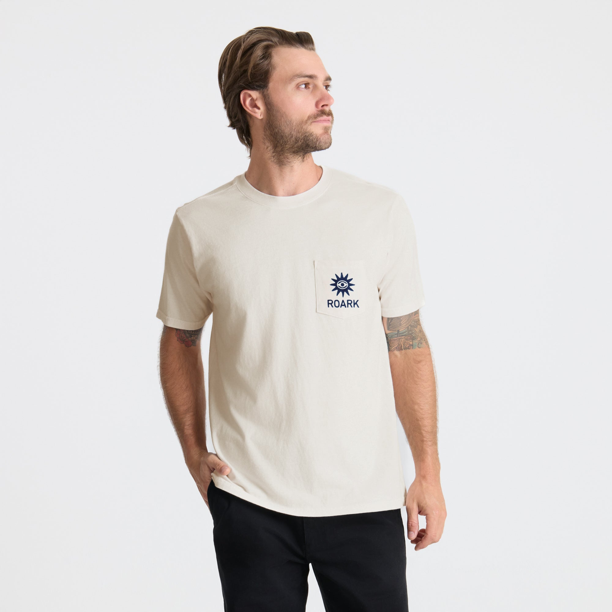 Guideworks Pocket Premium-T-Shirt - Cremeweiß