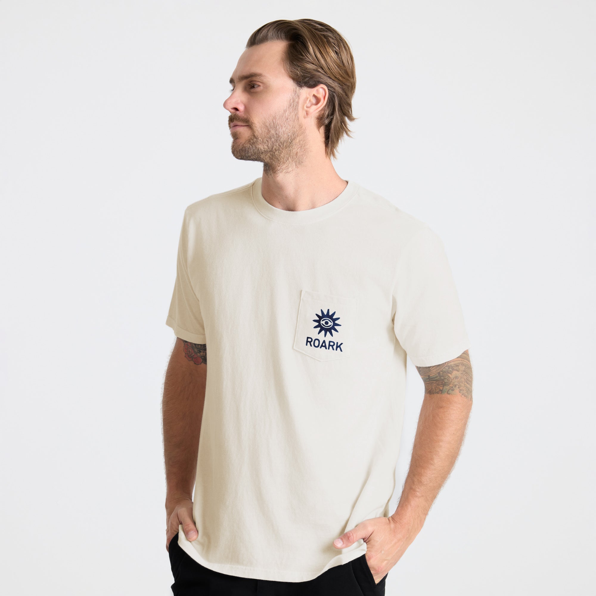 Guideworks Pocket Premium-T-Shirt - Cremeweiß