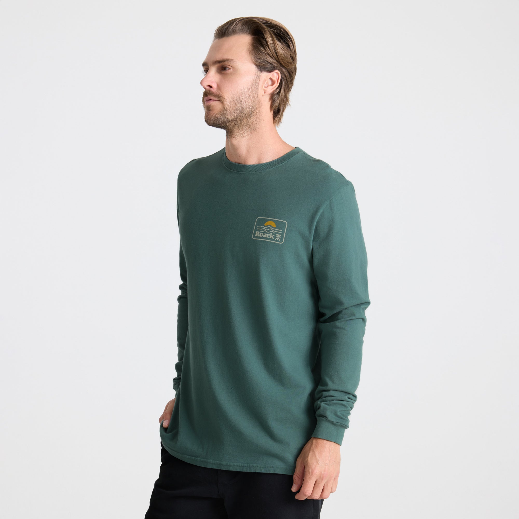 Earth & Sea Premium Langarm Tee - Schiefergrün