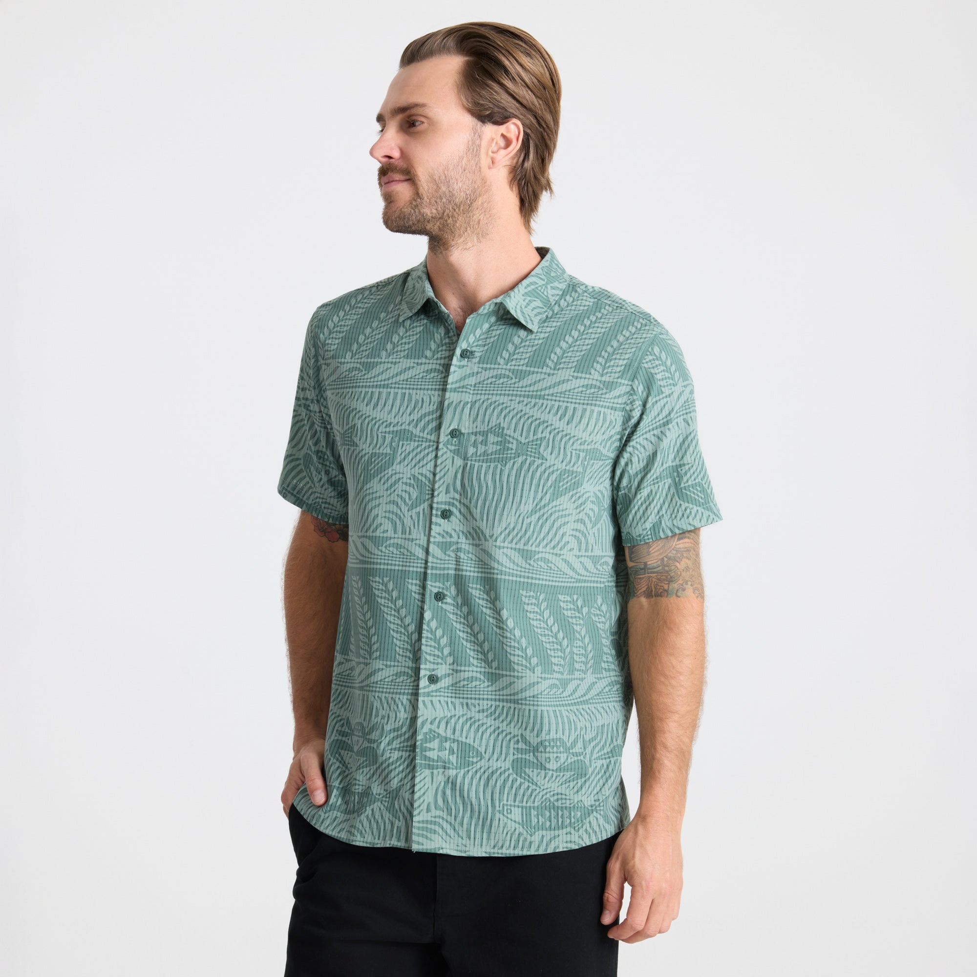 Bless Up Atmungsaktives Stretch-Shirt - Schiefergrün