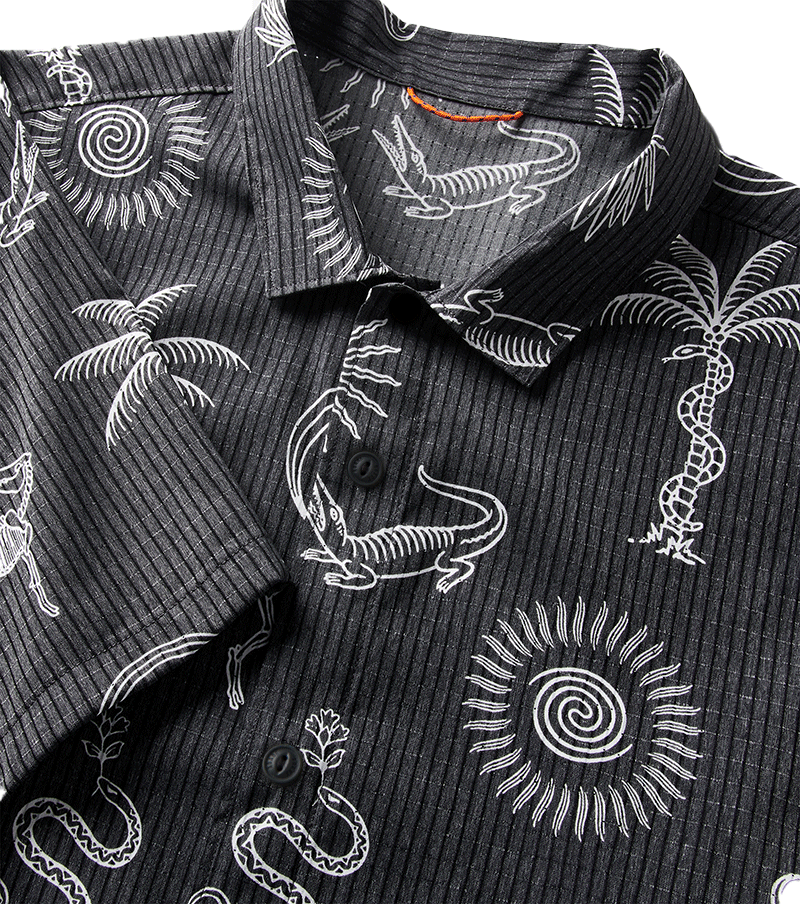 Bless Up Trail Button Up Shirt - Schwarz & Weiß