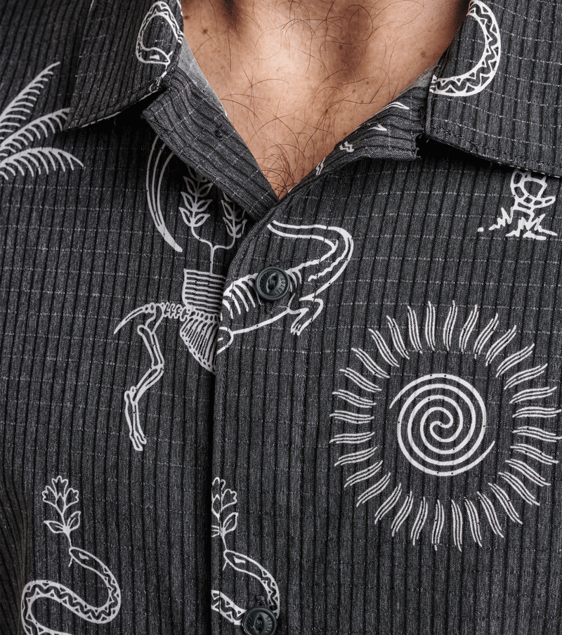 Bless Up Trail Button Up Shirt - Schwarz & Weiß