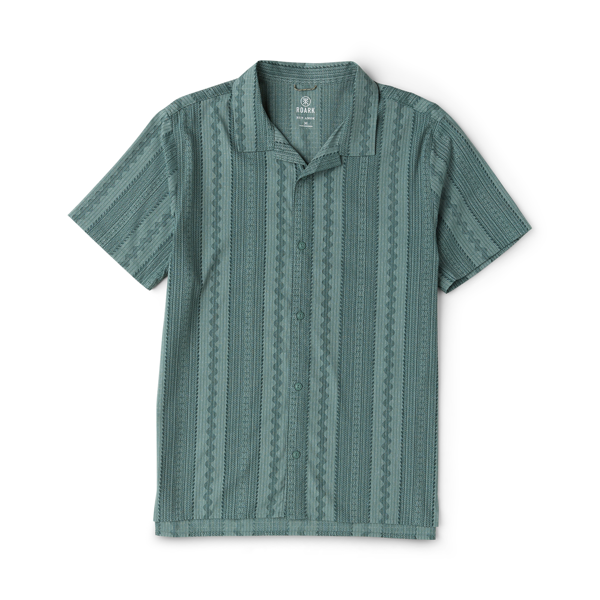 Bless Up Trail Button Up Shirt von Sage Grün Stripe