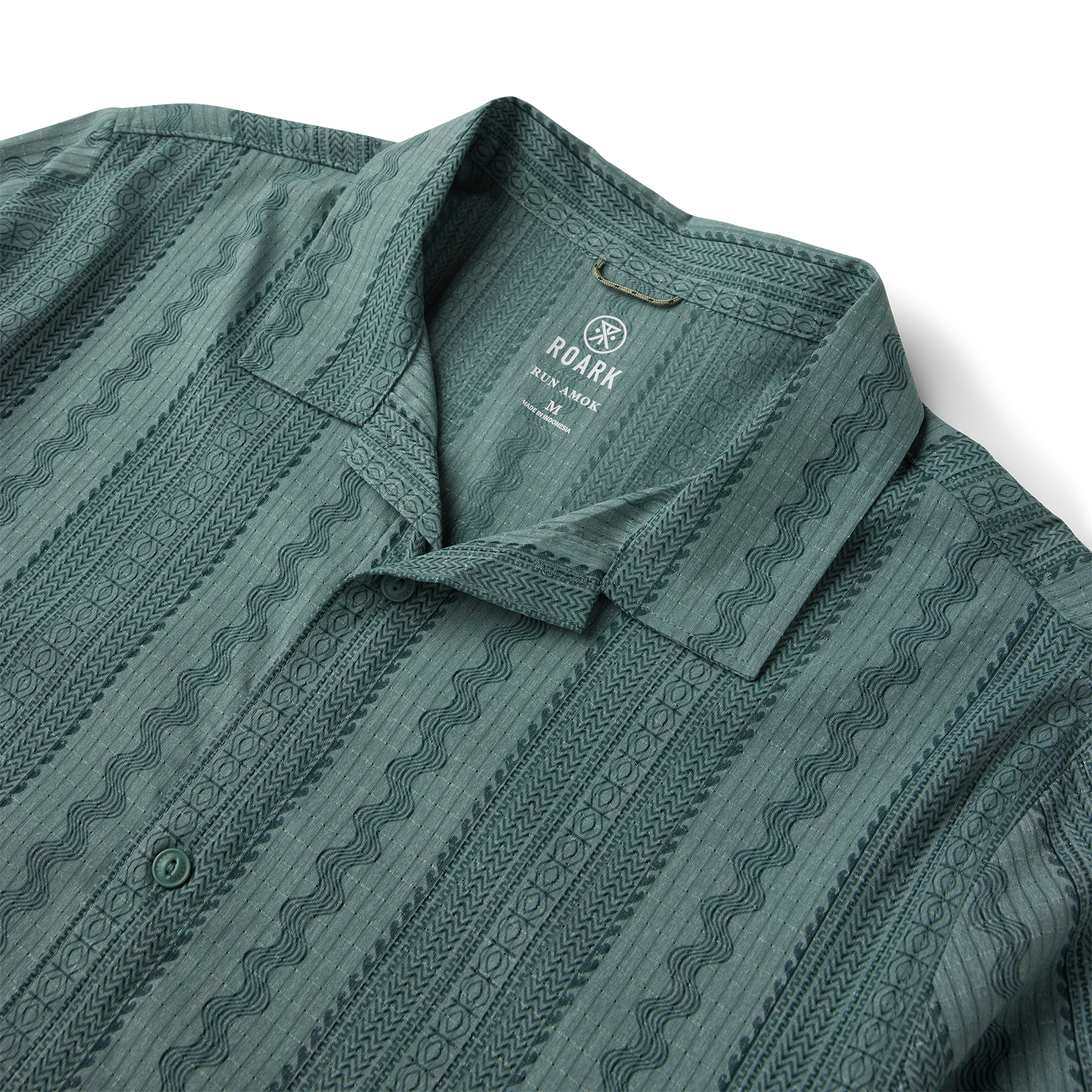 Bless Up Trail Button Up Shirt von Sage Grün Stripe