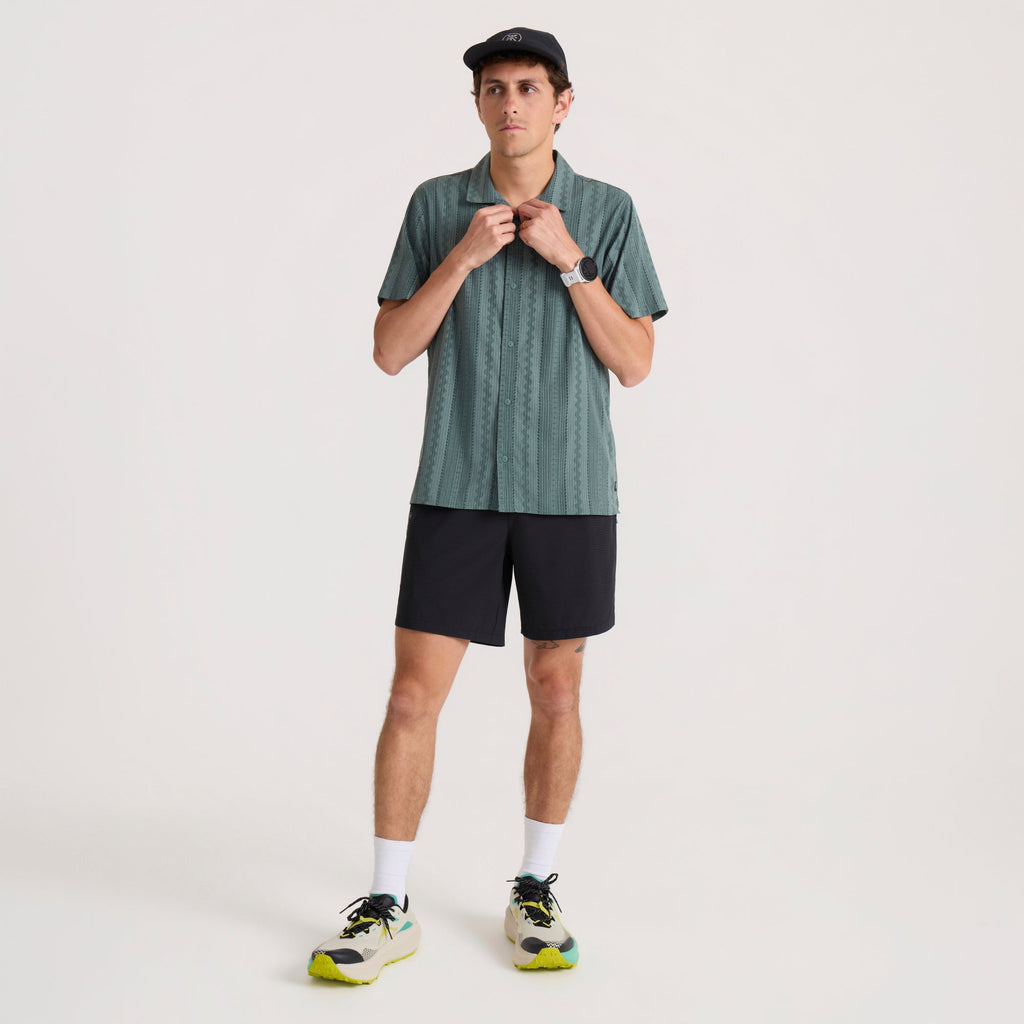 Bless Up Trail Button Up Shirt von Sage Grün Stripe