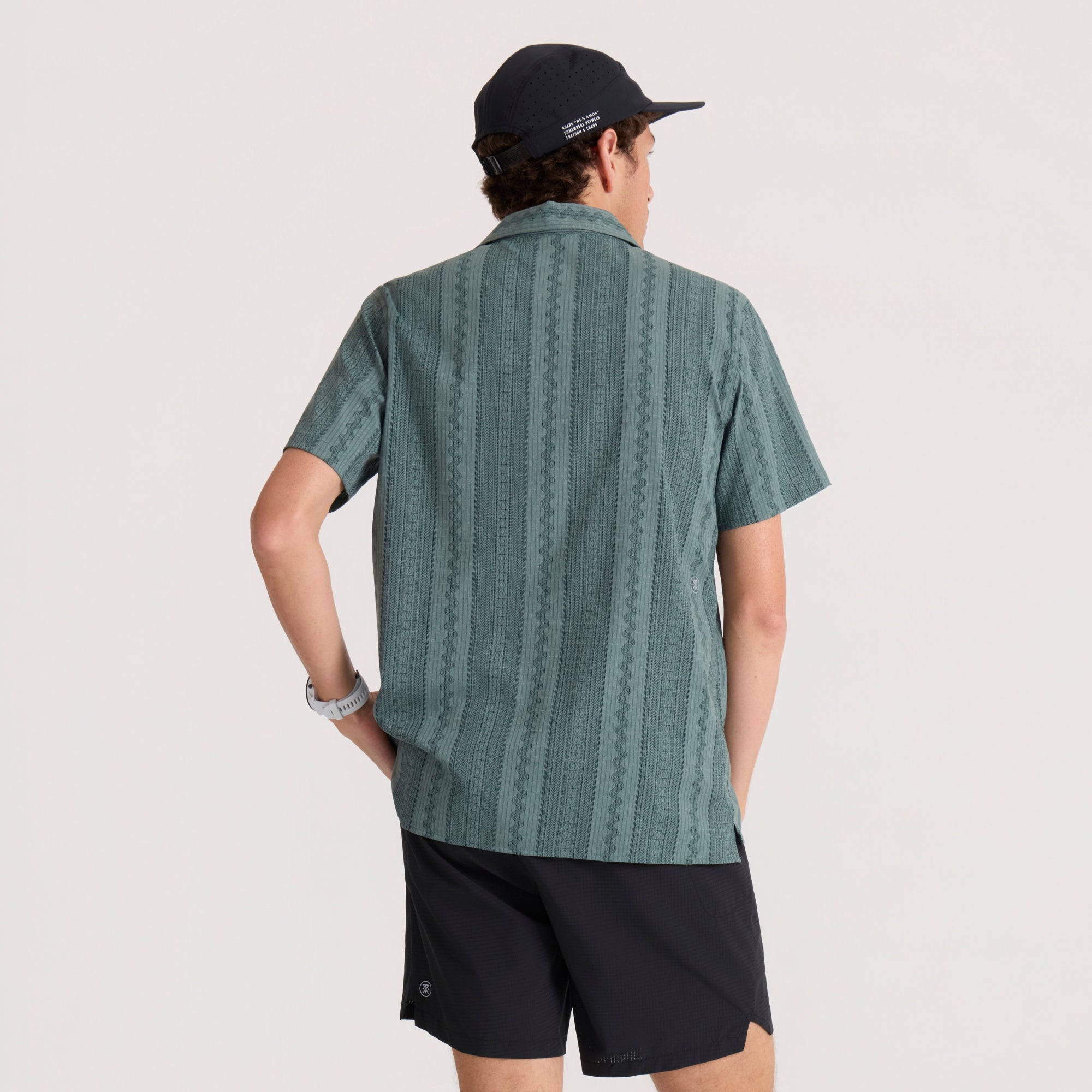 Bless Up Trail Button Up Shirt von Sage Grün Stripe