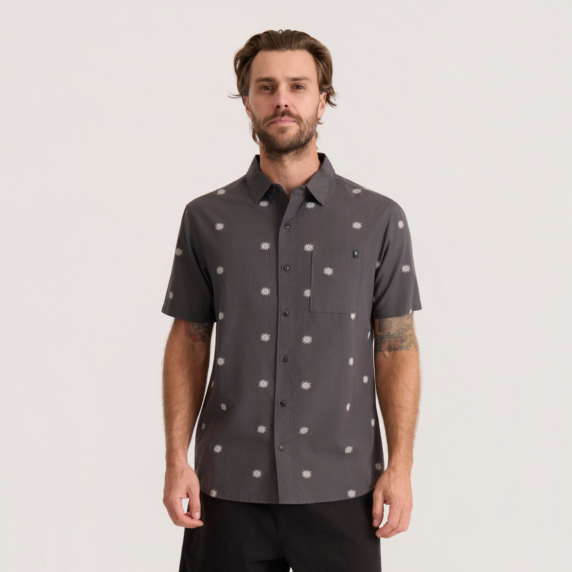 Journey Kurzarm Button Up Shirt - Kohle
