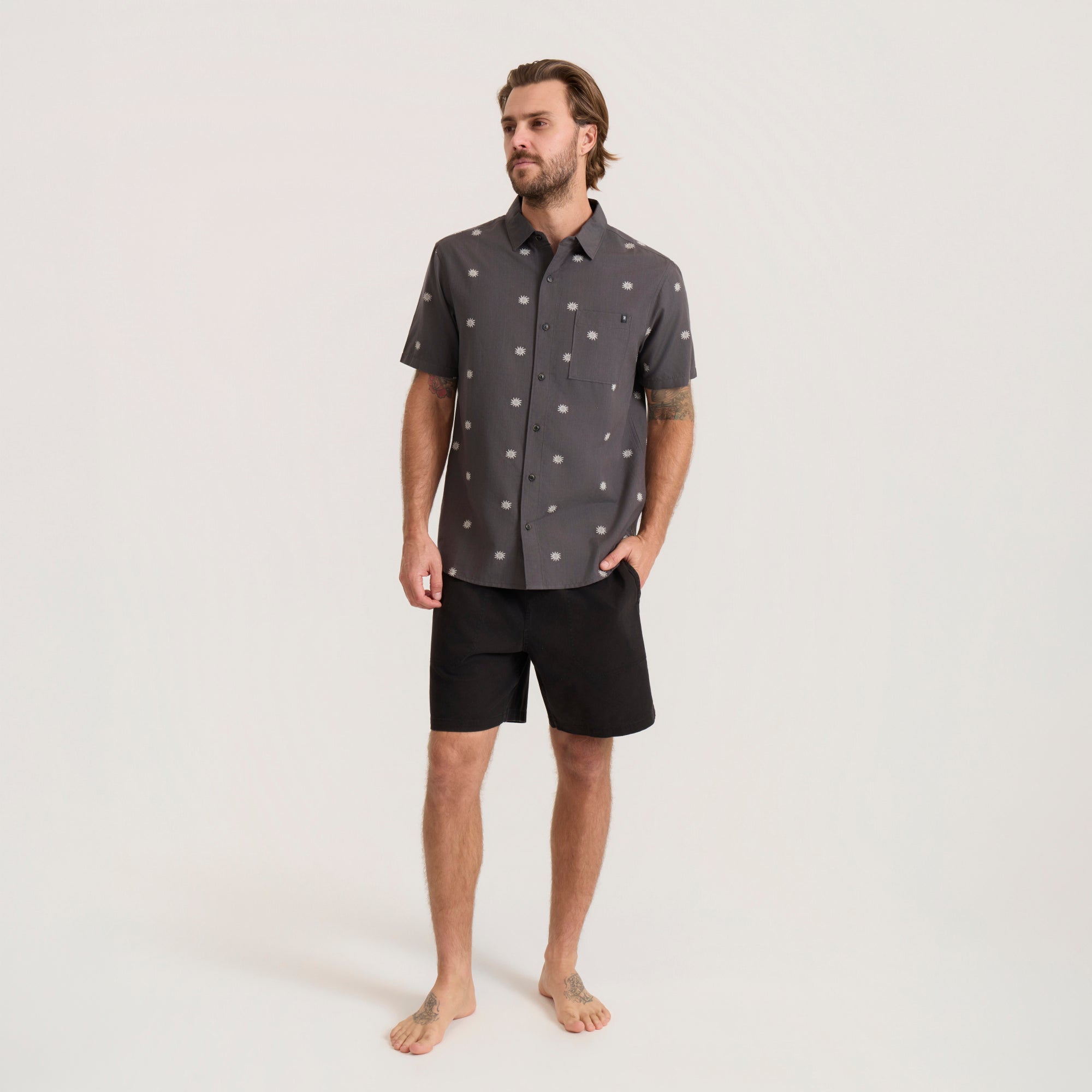 Journey Kurzarm Button Up Shirt - Kohle