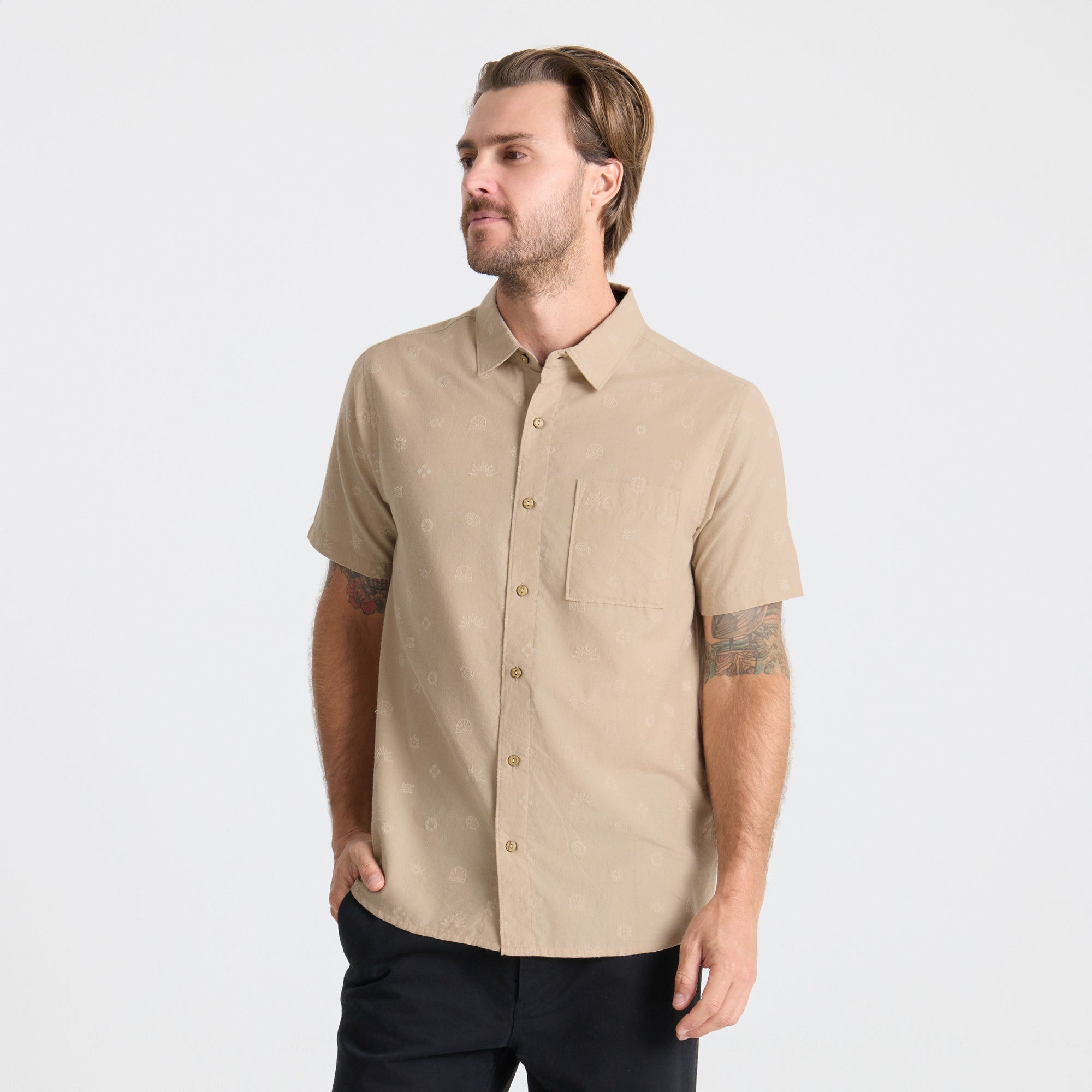 Journey Kurzarm Button Up Shirt - Fossil