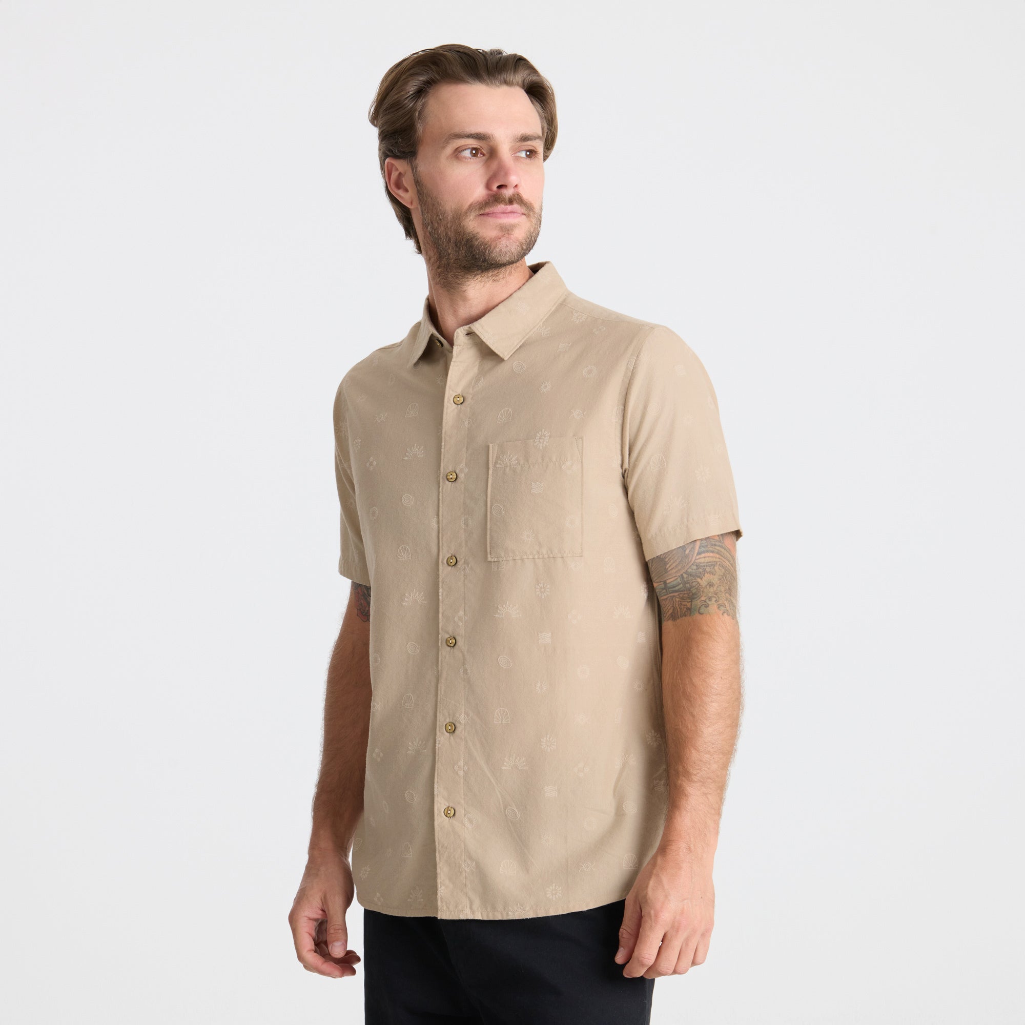 Journey Kurzarm Button Up Shirt - Fossil
