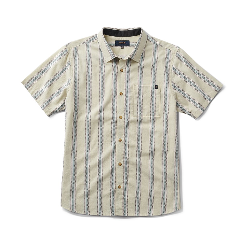 Journey Kurzarm Button Up Shirt - Stripe Seafoam (Deutsche Ausgabe)