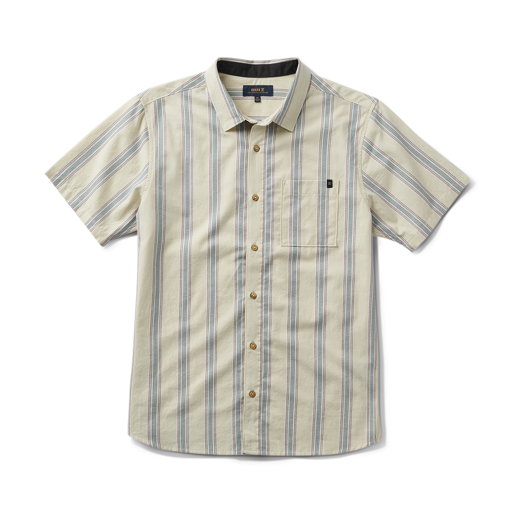 Journey Kurzarm Button Up Shirt - Stripe Seafoam (Deutsche Ausgabe)