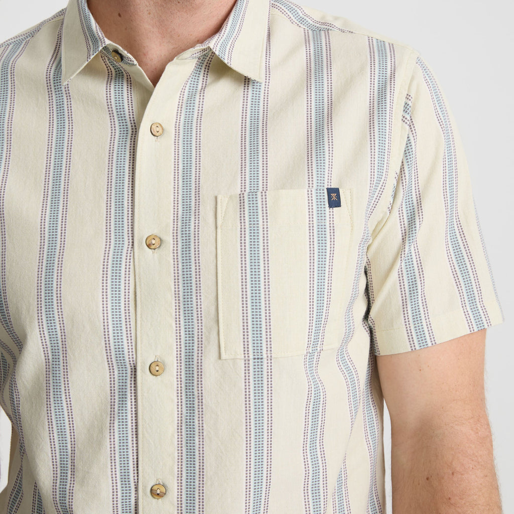 Journey Kurzarm Button Up Shirt - Stripe Seafoam (Deutsche Ausgabe)