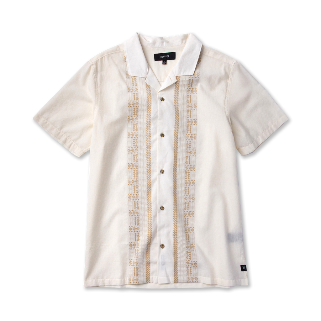 Gonzo Kurzarm Button Up Shirt - ungebleichte Stickerei