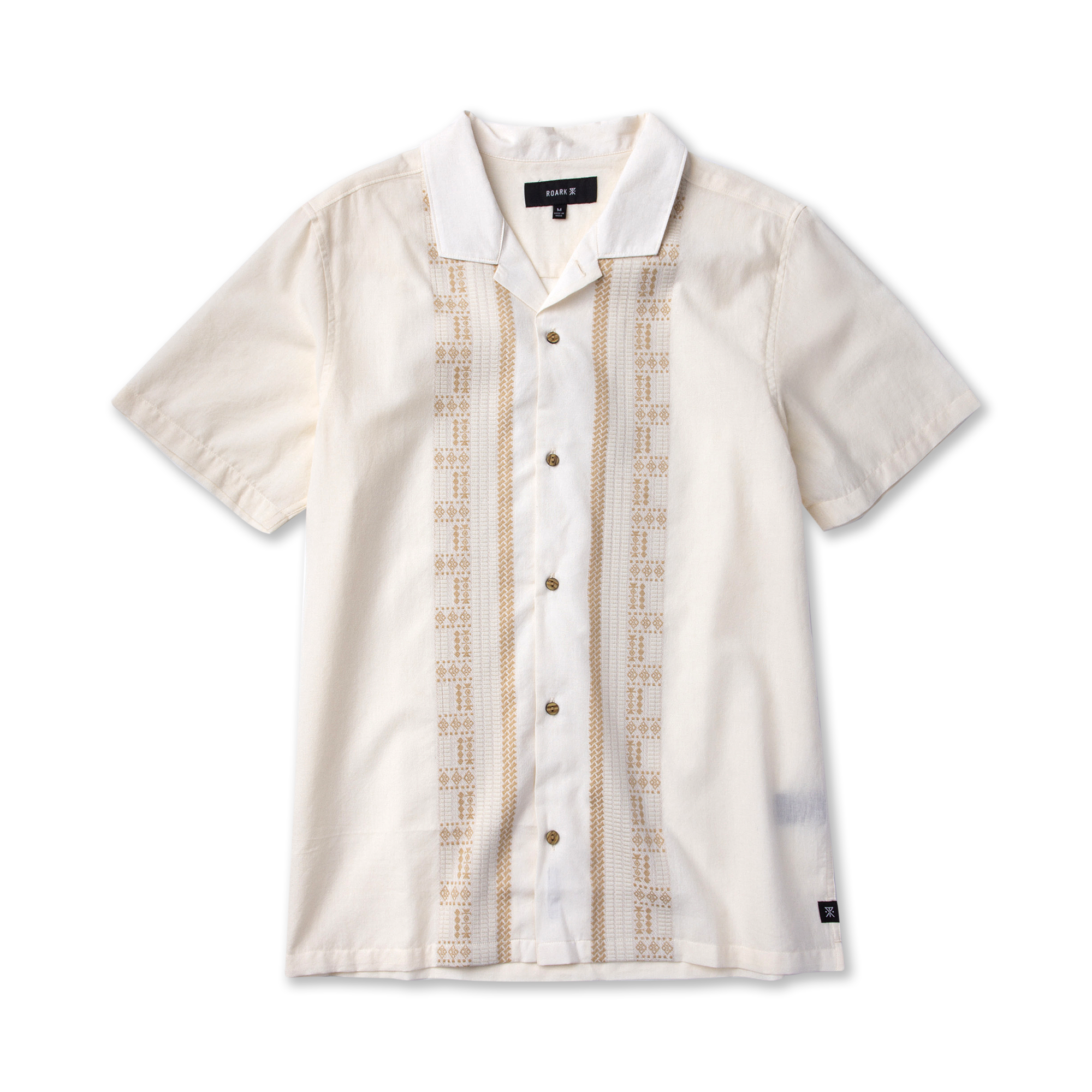 Gonzo Kurzarm Button Up Shirt - ungebleichte Stickerei
