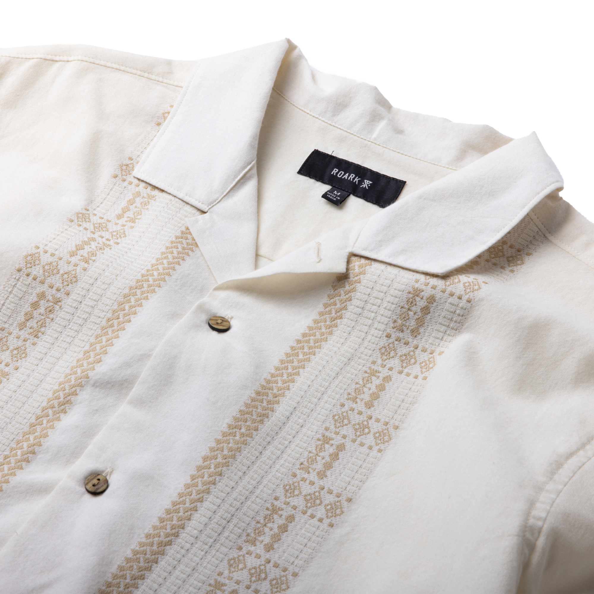 Gonzo Kurzarm Button Up Shirt - ungebleichte Stickerei