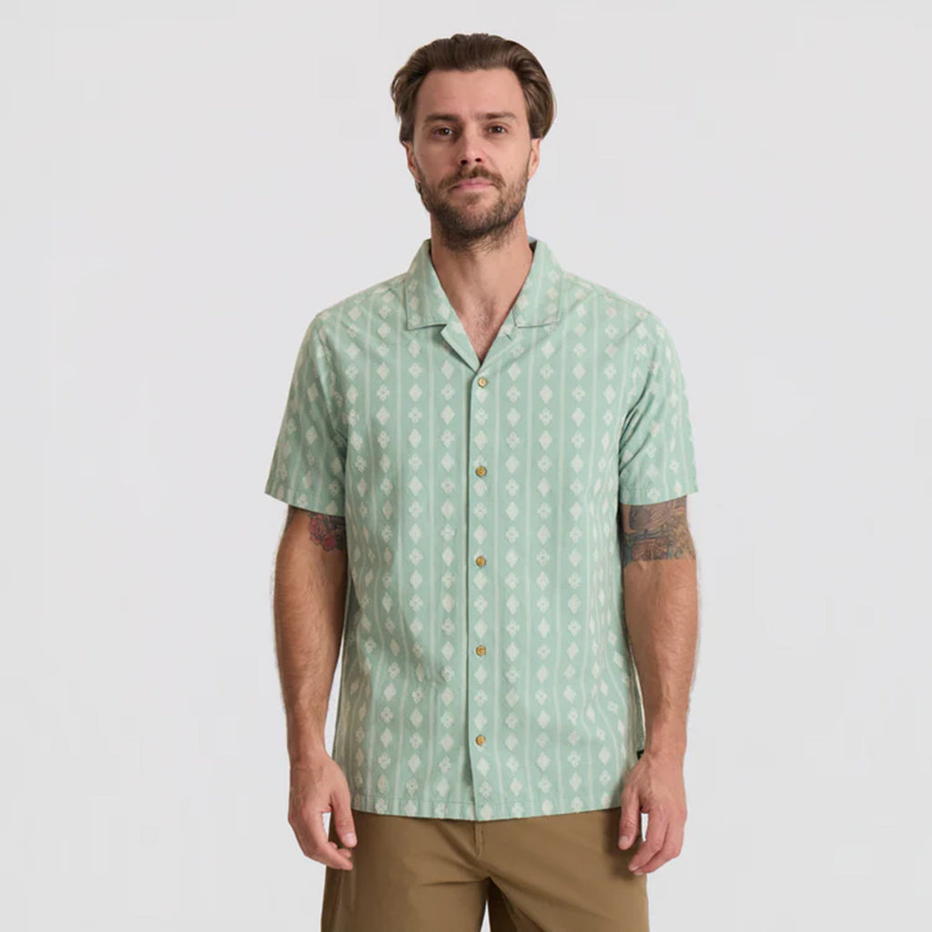 Gonzo Kurzarm Button Up Shirt von Hazy Blau Jacquard