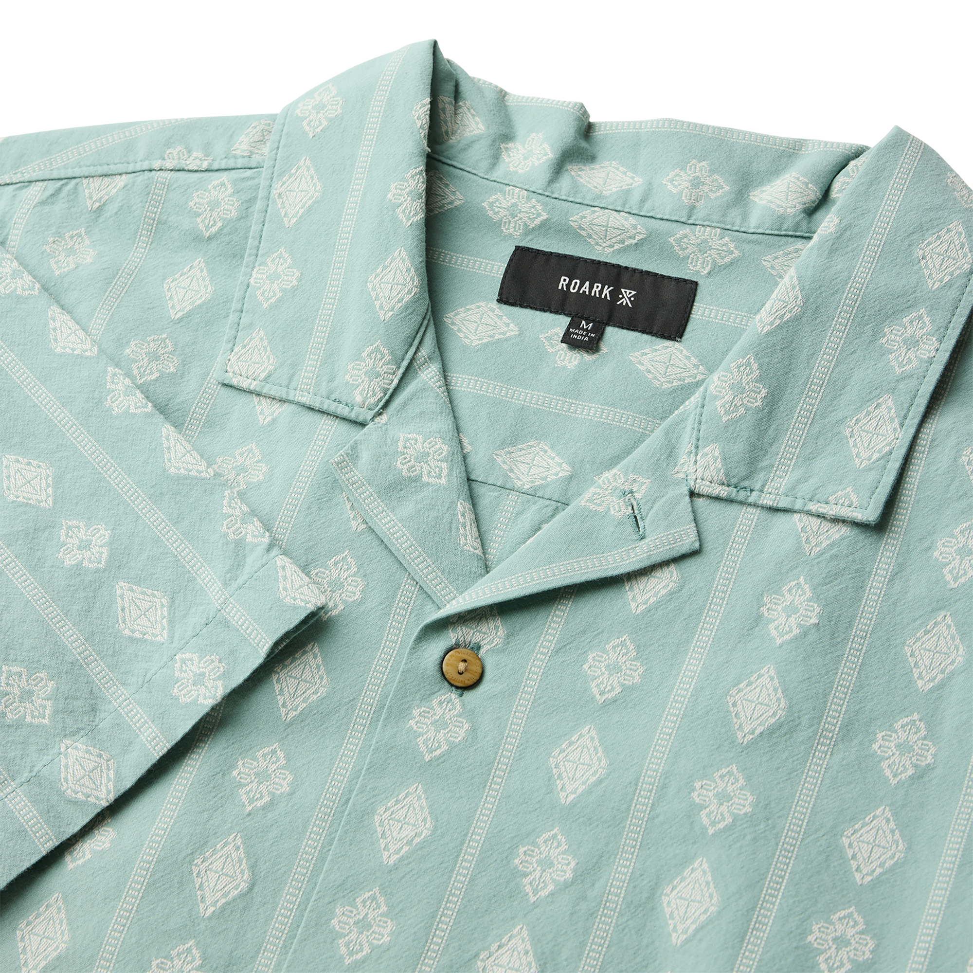 Gonzo Kurzarm Button Up Shirt von Hazy Blau Jacquard