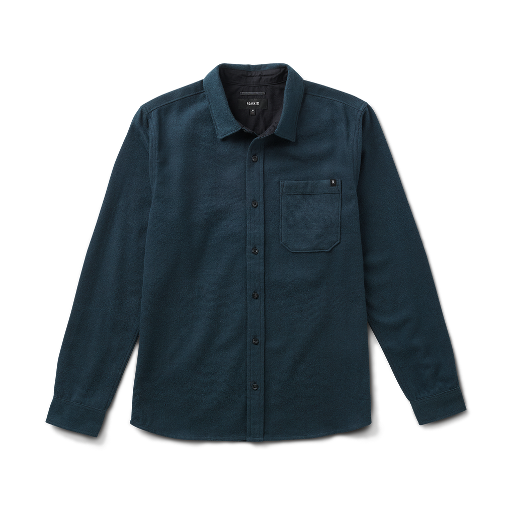 Crossroads Organic Cotton Flannel - Deep Marineblau Herringbone