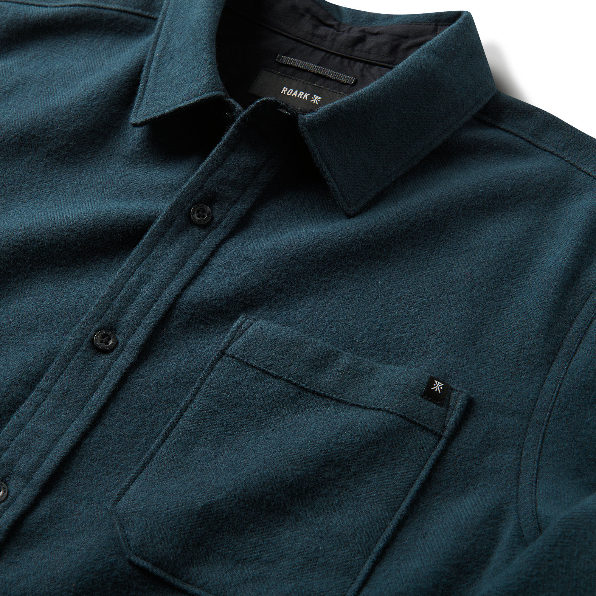Crossroads Organic Cotton Flannel - Deep Marineblau Herringbone