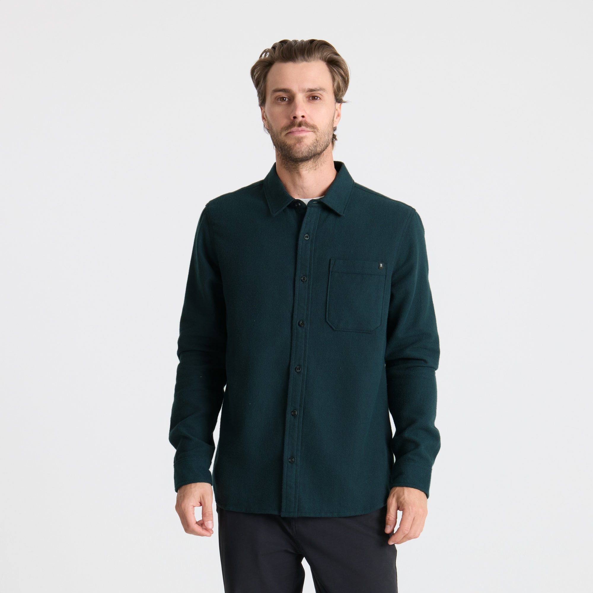 Crossroads Organic Cotton Flannel - Deep Marineblau Herringbone