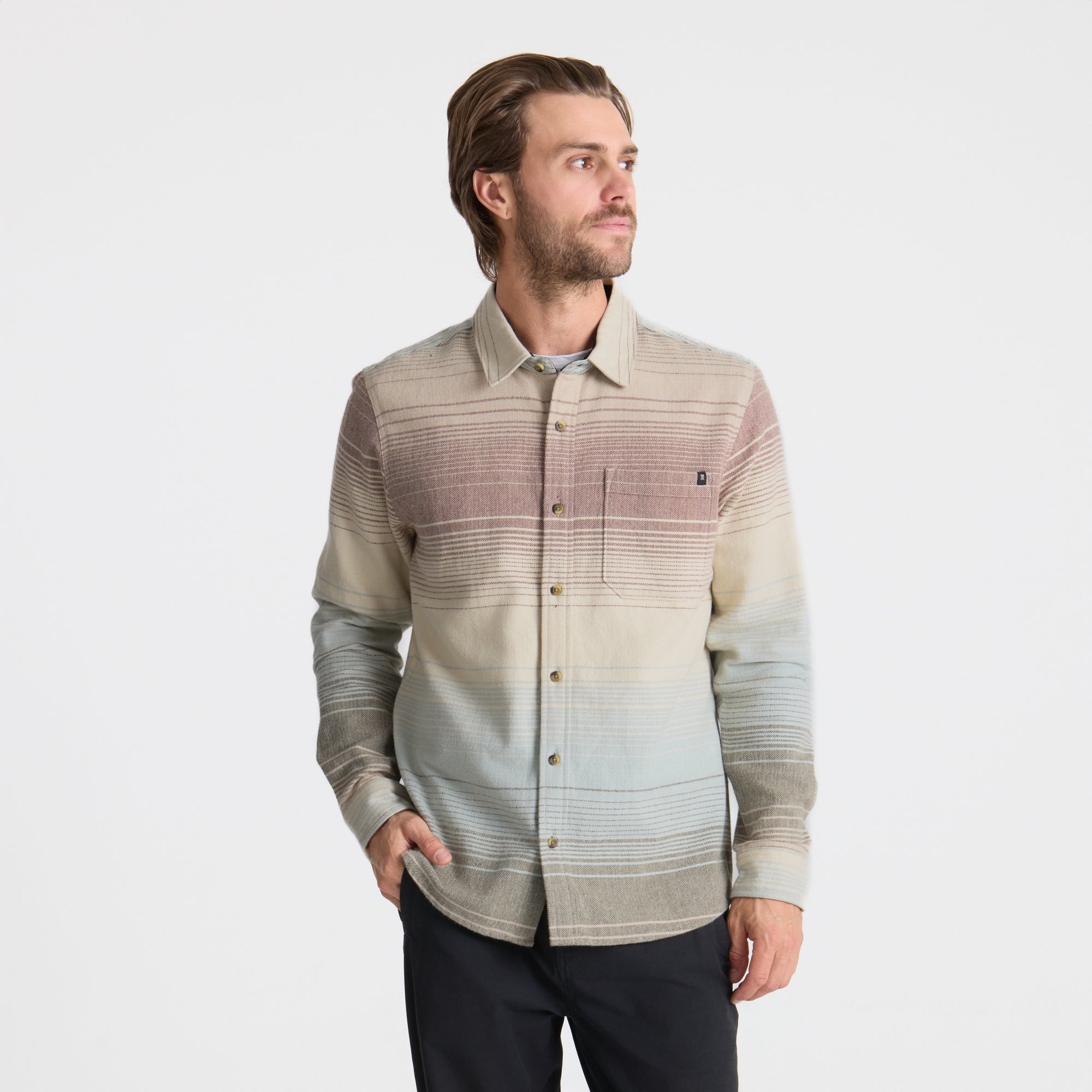 Crossroads Organic Cotton Flannel - Fossil Stripe