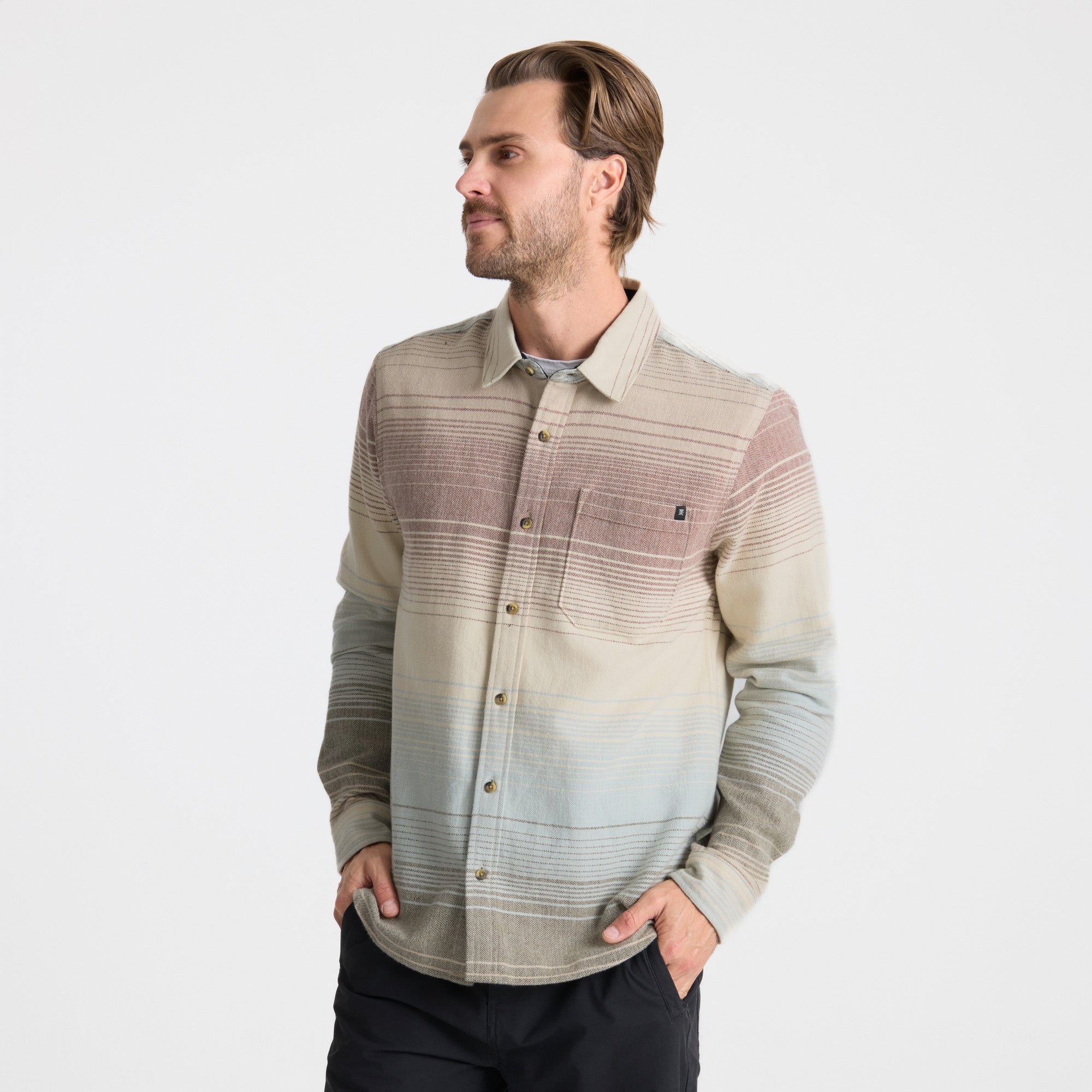 Crossroads Organic Cotton Flannel - Fossil Stripe