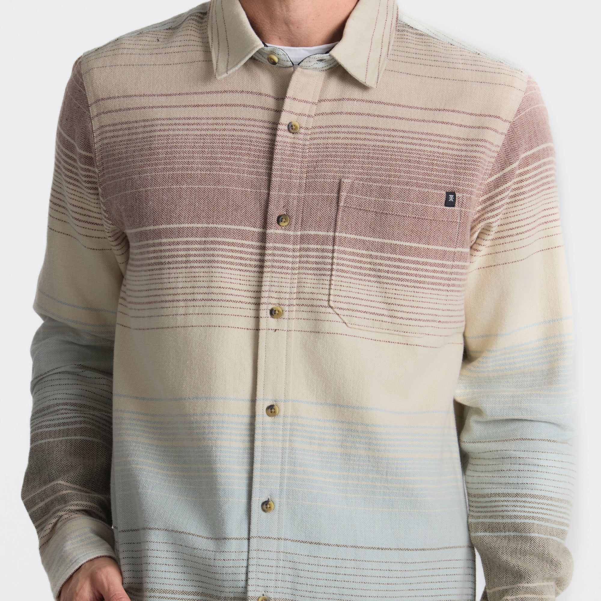 Crossroads Organic Cotton Flannel - Fossil Stripe