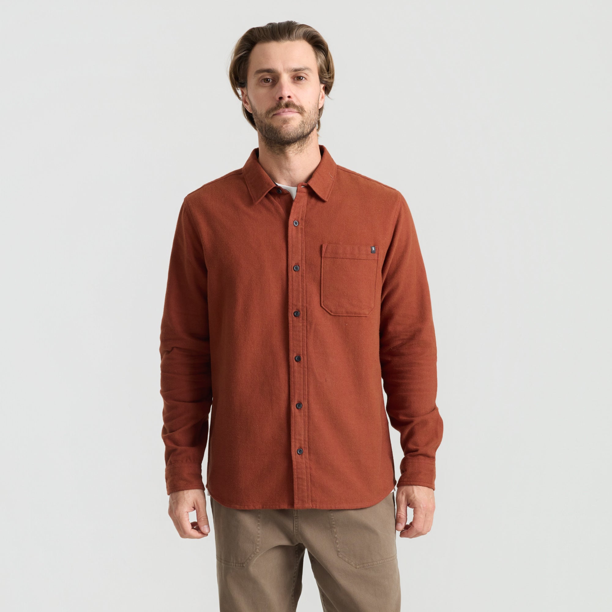 Crossroads Organic Cotton Flannel - Rot Clay Herringbone