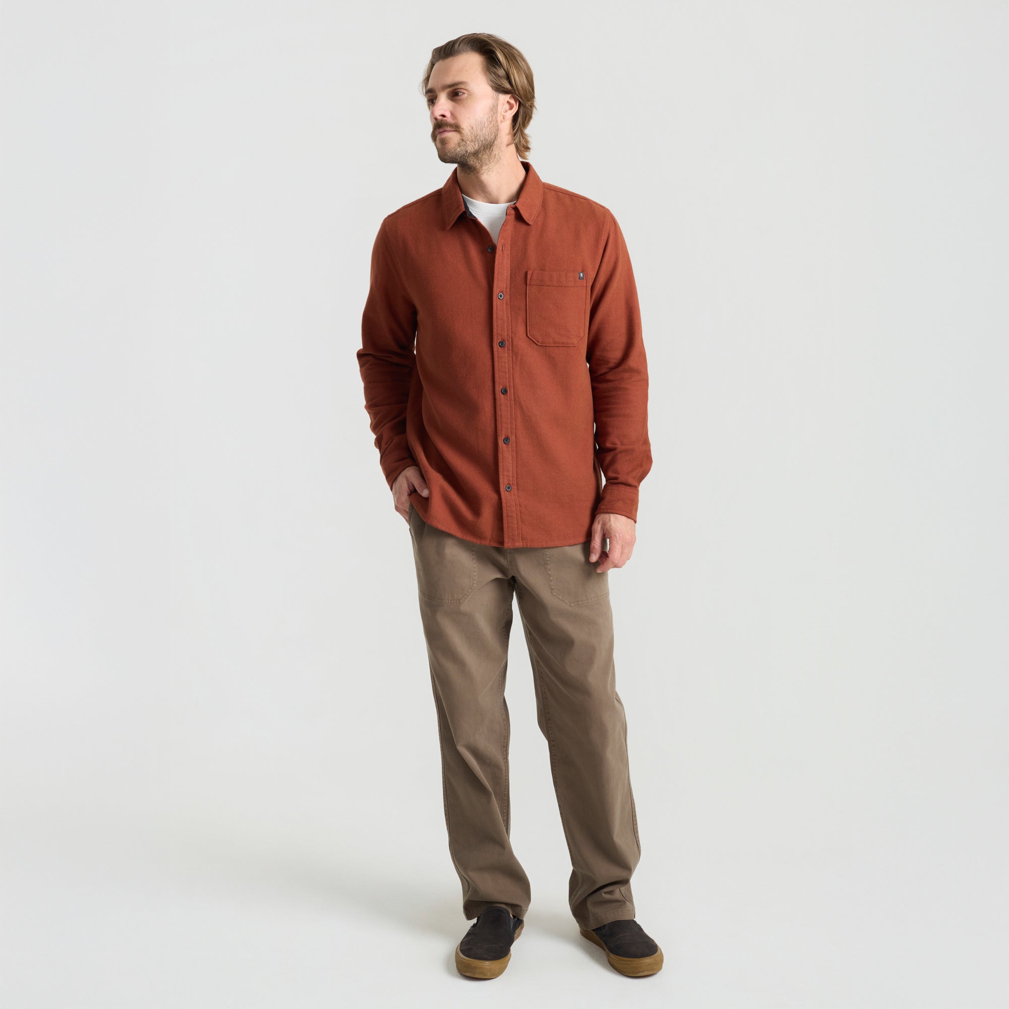 Crossroads Organic Cotton Flannel - Rot Clay Herringbone