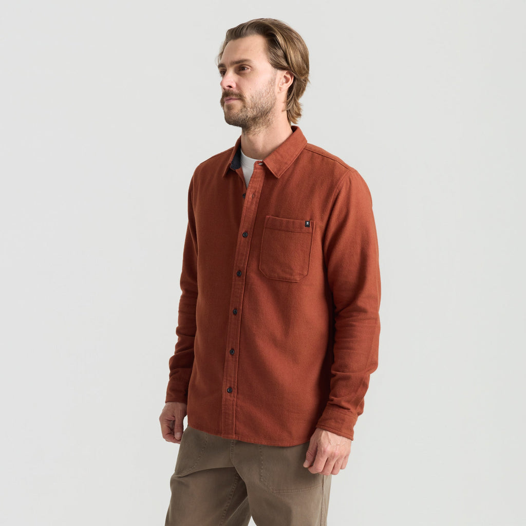 Crossroads Organic Cotton Flannel - Rot Clay Herringbone